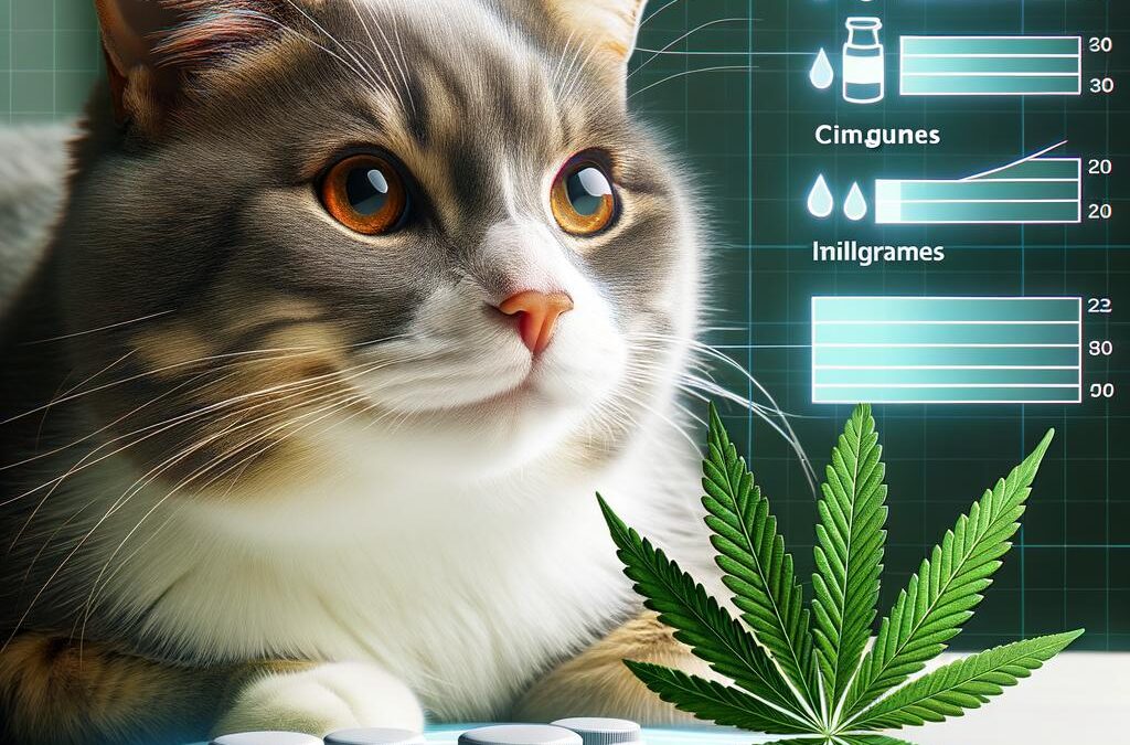 Proper dosage chart illustrating how much CBD for a cat based on weight and size