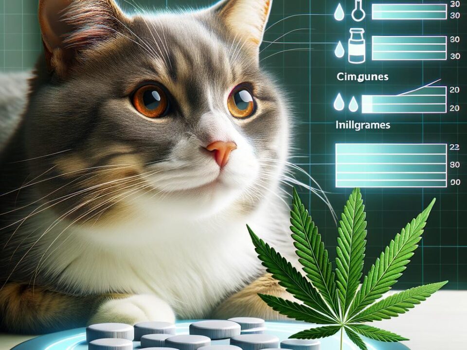 Proper dosage chart illustrating how much CBD for a cat based on weight and size